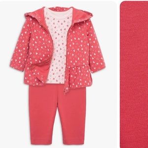 Little Me Infant Baby Girl Toddler 12 Months 3 Piece Heart Hoodie Set Leggings